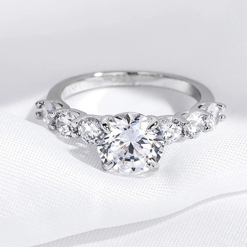 All Moissanite engagement ring and wedding band