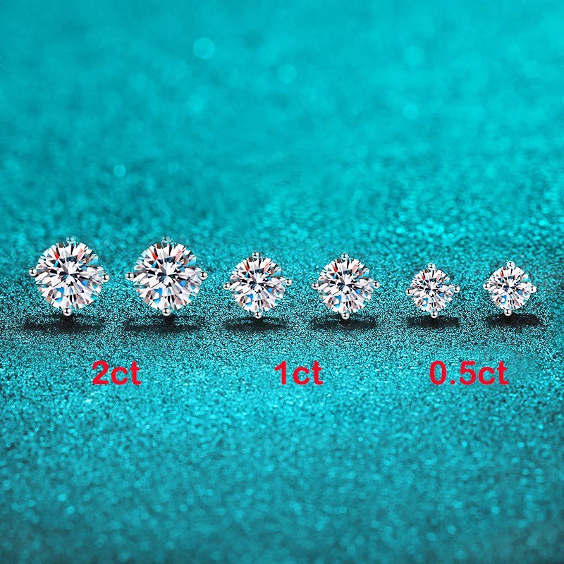 1 cttw 2cttw D color, VVS1, excellent cut moissanite studio earrings