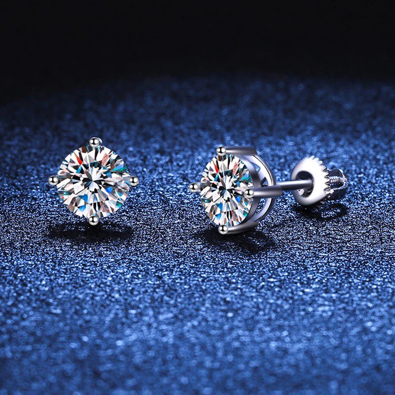 1 cttw 2cttw D color, VVS1, excellent cut moissanite studio earrings