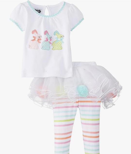 Mud Pie Baby Girls Spring Easter Bunny Skirt 2 pieces set