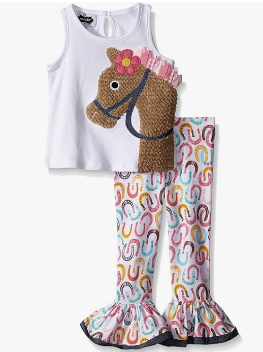 Mud Pie Girls Horse Tunic & Leggings 2 Pieces Set