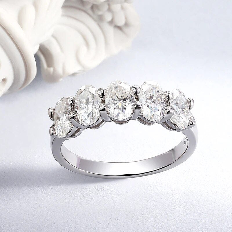 5 stone oval moissanite eternity ring