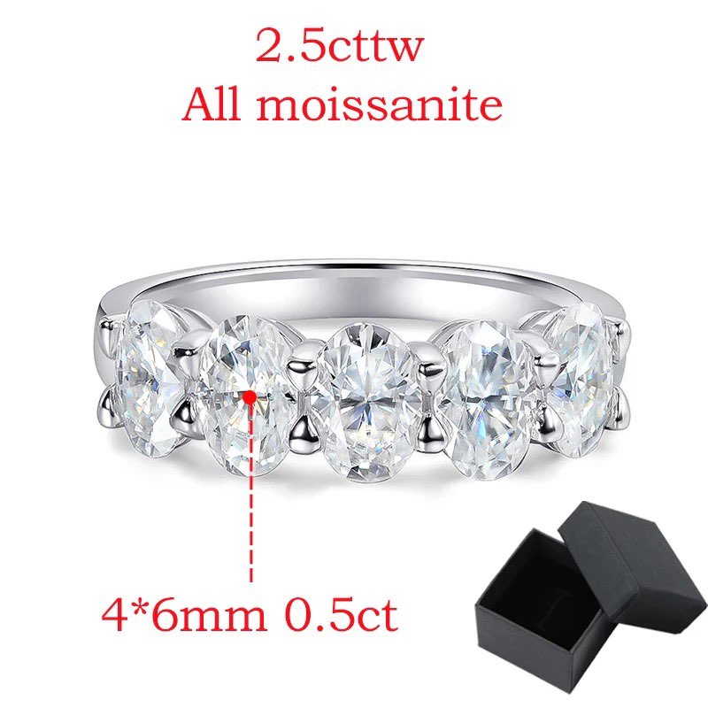 5 stone oval moissanite eternity ring