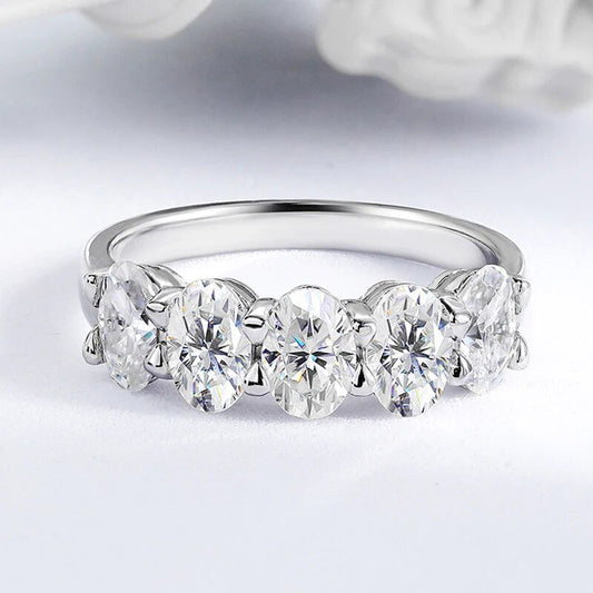 5 stone oval moissanite eternity ring