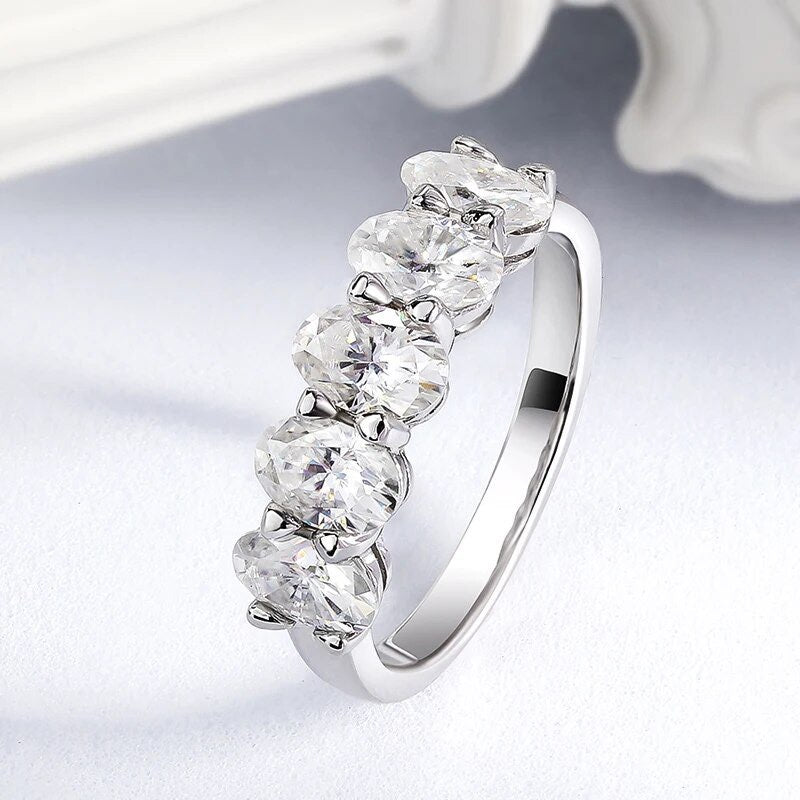 5 stone oval moissanite eternity ring