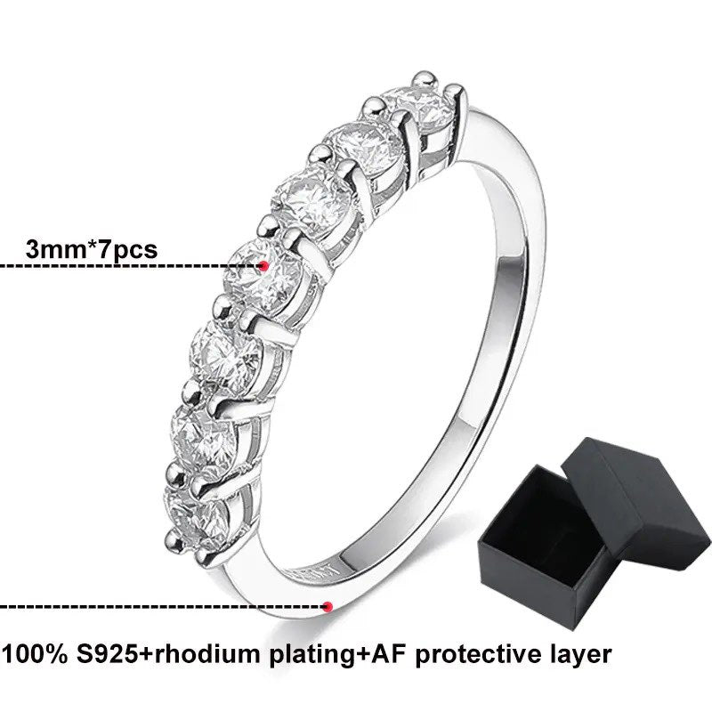 3mm moissanite half eternity wedding band for women