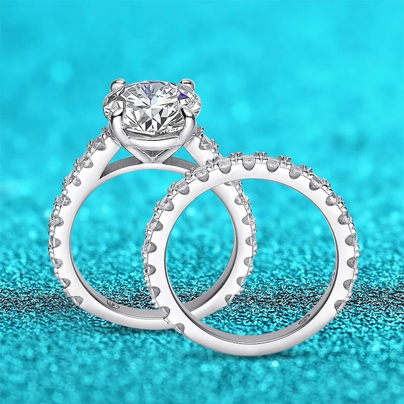 4.15 cttw all moissanite ring set engagement ring & wedding band for women