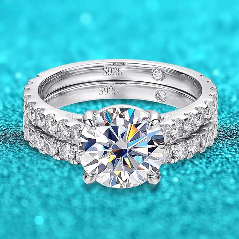 4.15 cttw all moissanite ring set engagement ring & wedding band for women