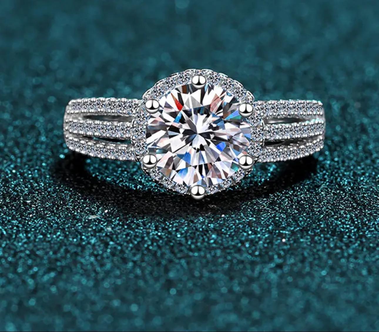 2 carat moissanite Halo ring