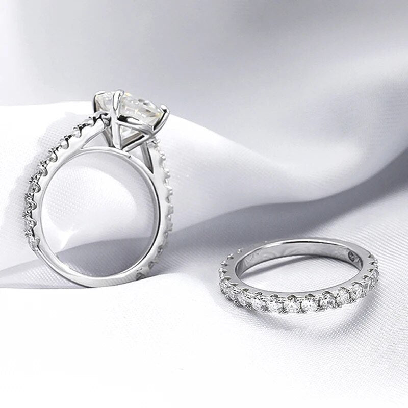 4.15 cttw all moissanite ring set engagement ring & wedding band for women