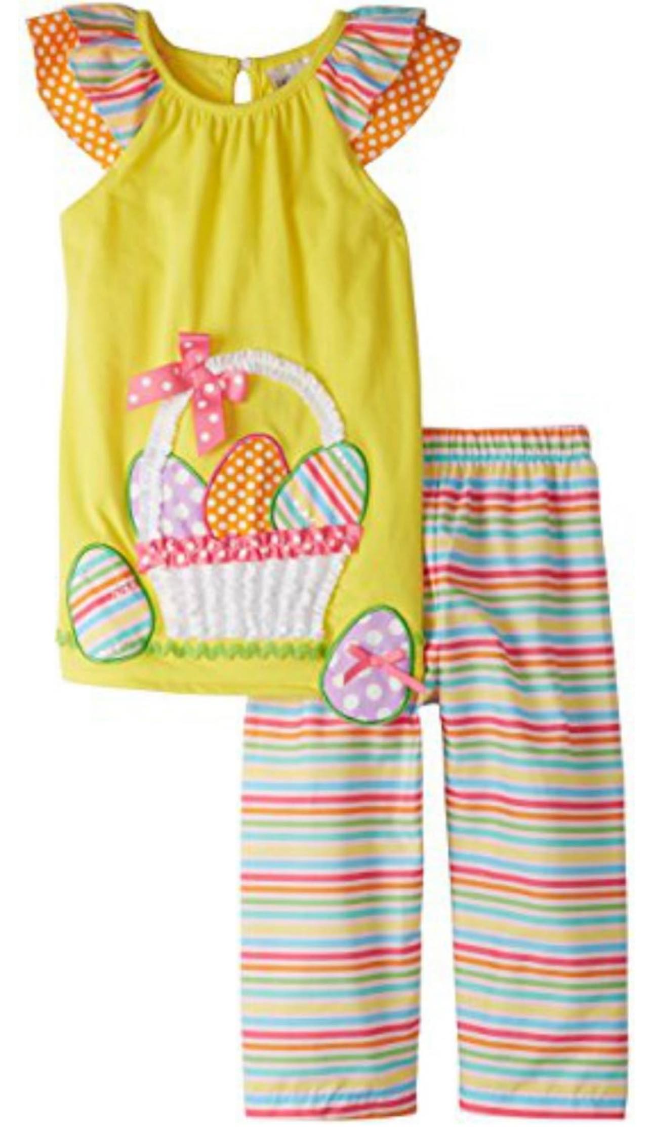 Rare Editions Youth Girls Yellow Easter Basket 2 pieces set outfit size 4