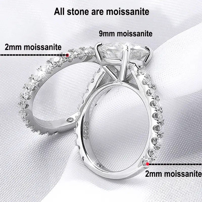 4.15 cttw all moissanite ring set engagement ring & wedding band for women