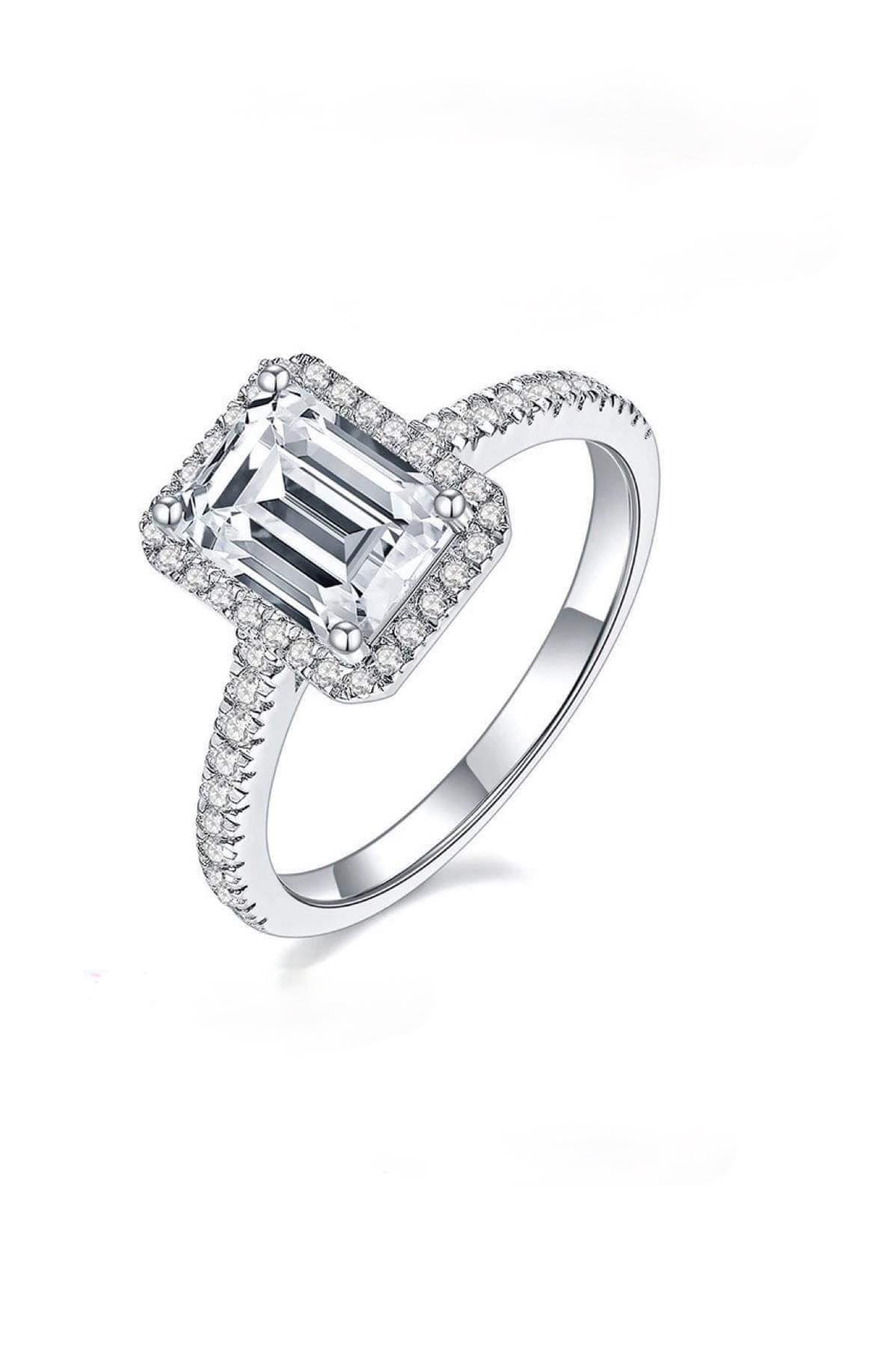 2 carat Emerald cut moissanite engagement ring for women