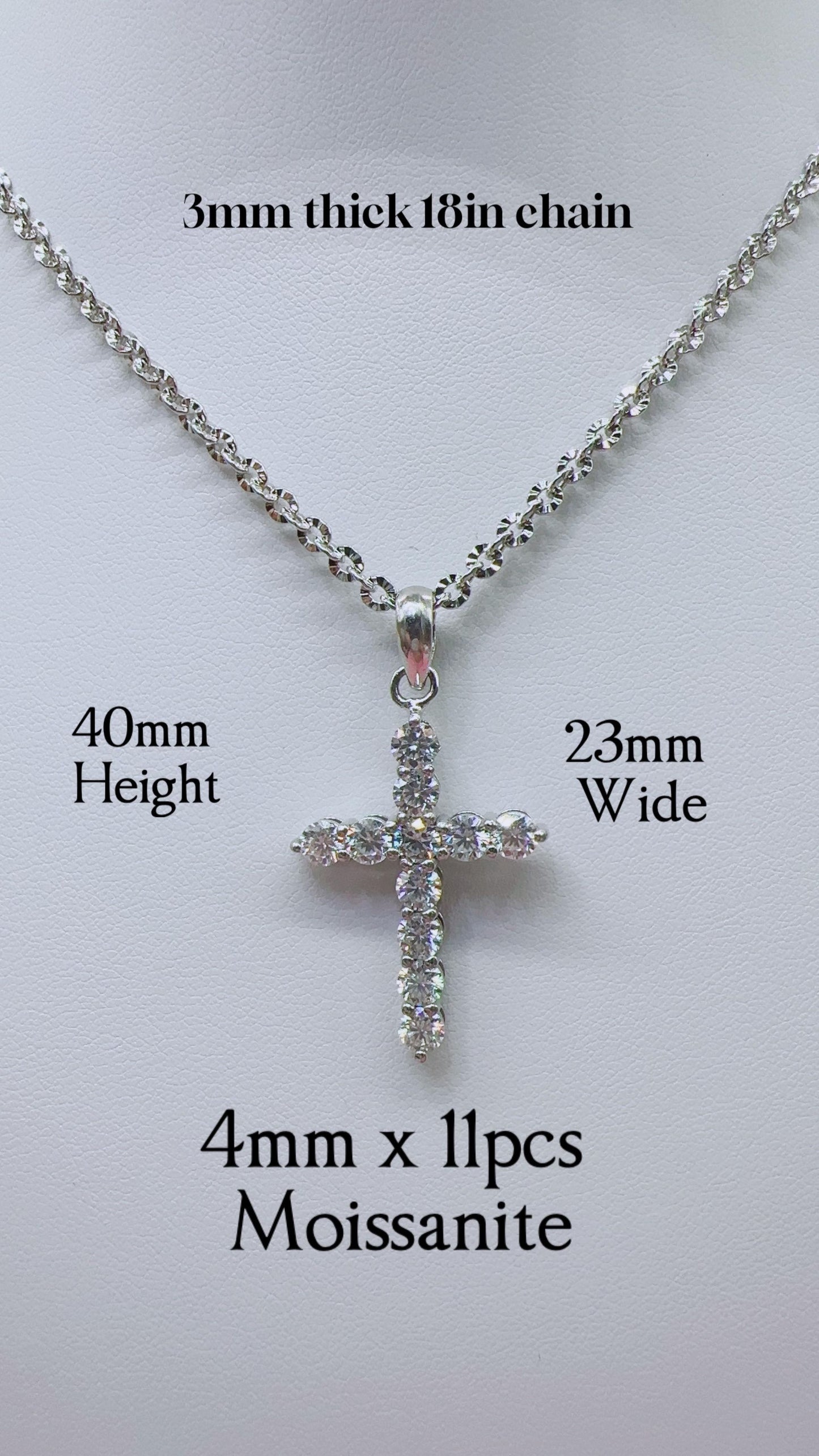 Moissanite Cross Pendant Unisex Men Women Necklace Religion Communion Gift