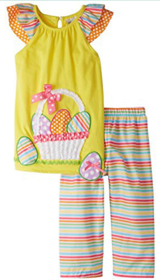 Rare Editions Youth Girls Yellow Easter Basket 2 pieces set outfit size 4