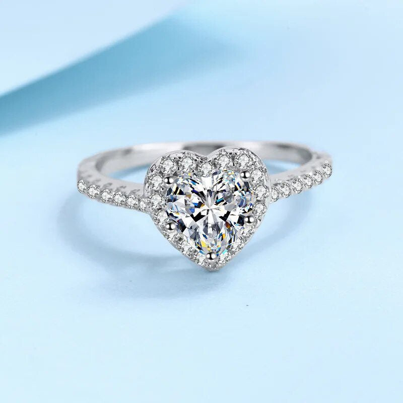 1 carat heart cut moissanite ring engagement anniversary gift