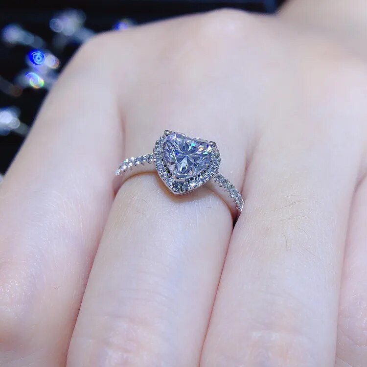 1 carat heart cut moissanite ring engagement anniversary gift