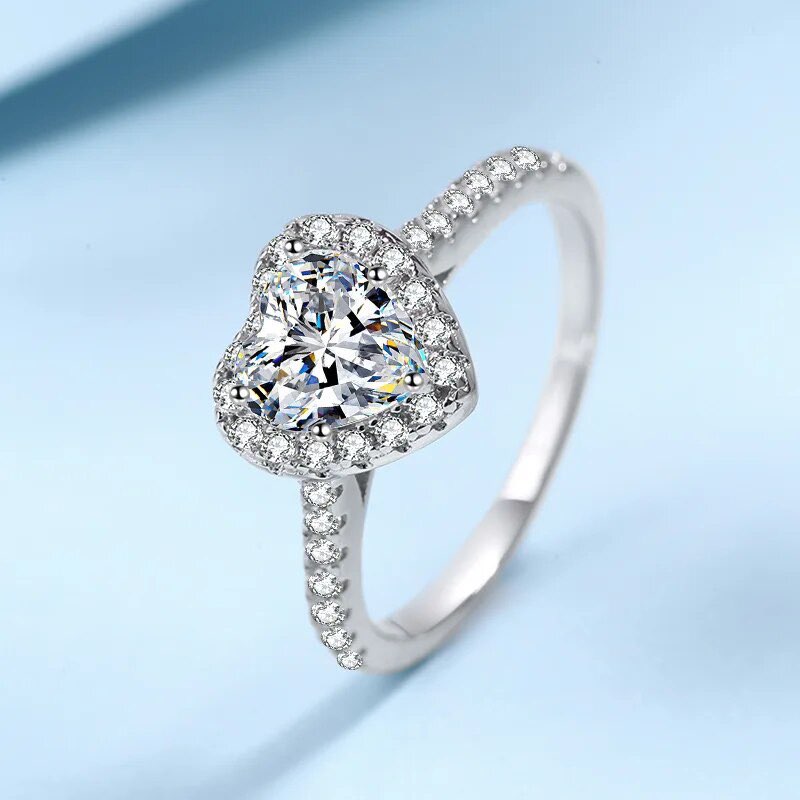 1 carat heart cut moissanite ring engagement anniversary gift