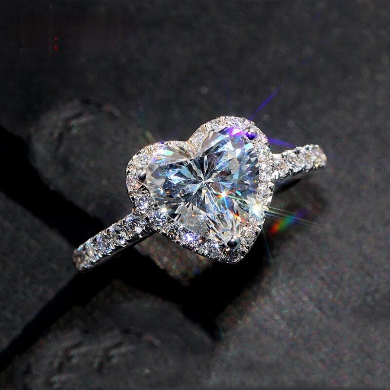 1 carat heart cut moissanite ring engagement anniversary gift