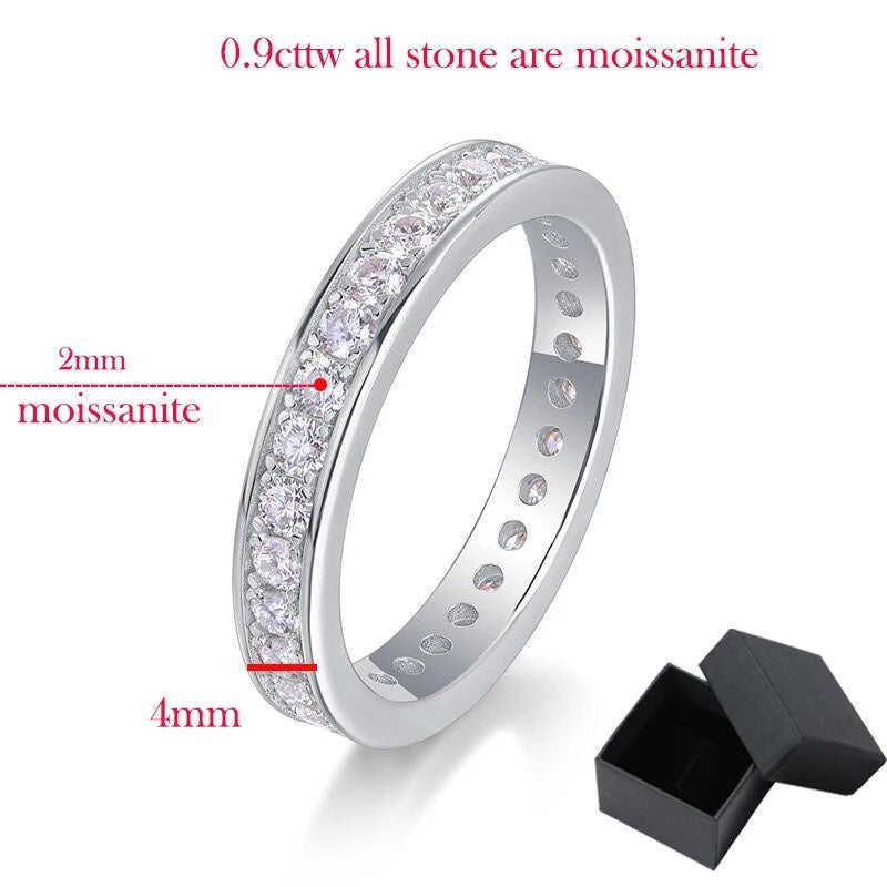 2mm all moissanite eternity unisex wedding band