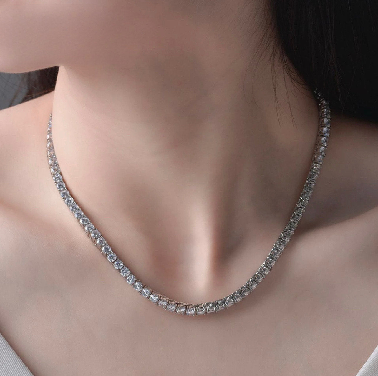 4mm Moissanite 20 inches tennis necklace