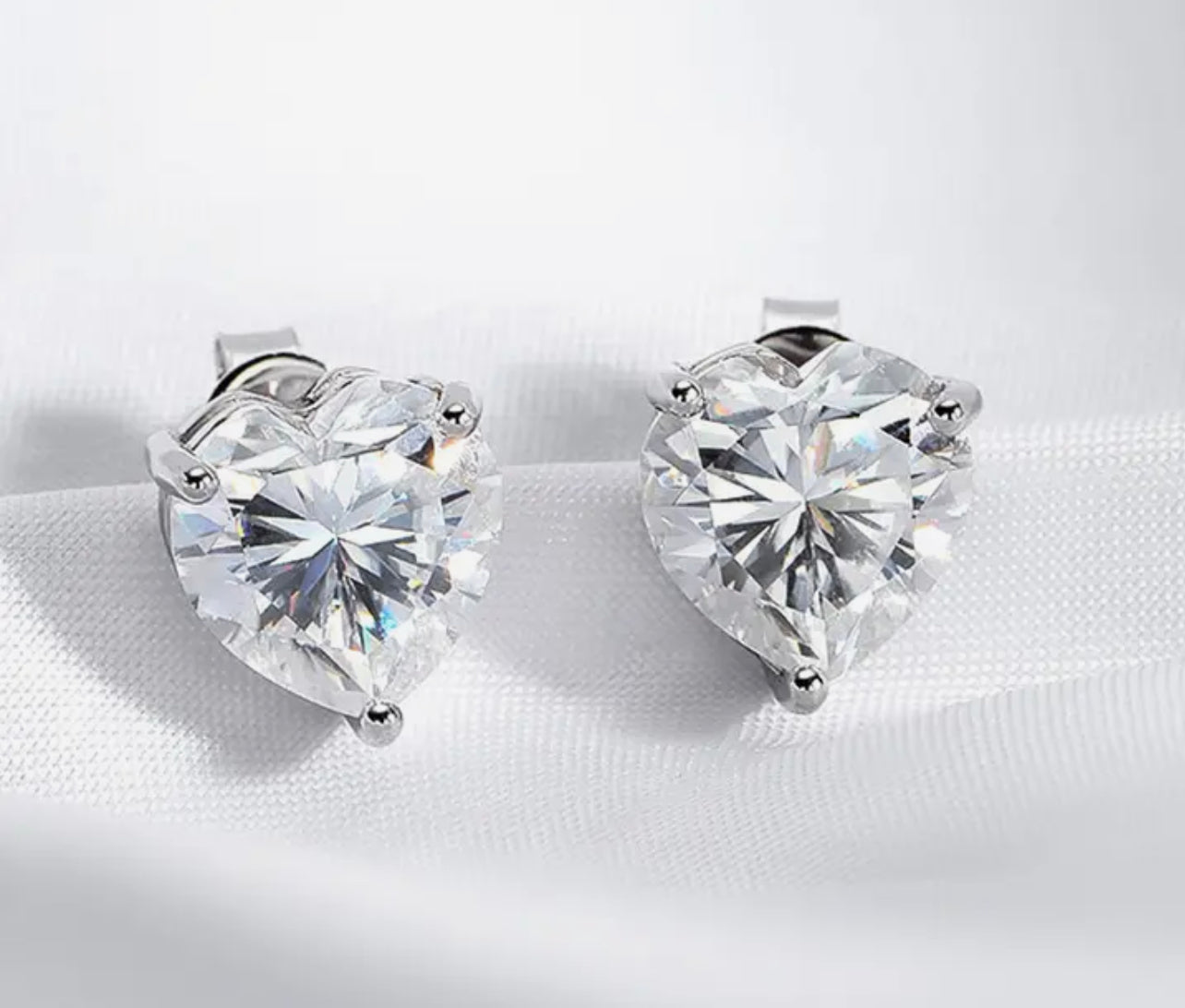 2 carat heart cut moissanite stud earrings