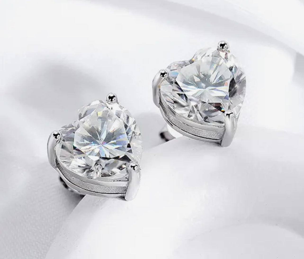 2 carat heart cut moissanite stud earrings