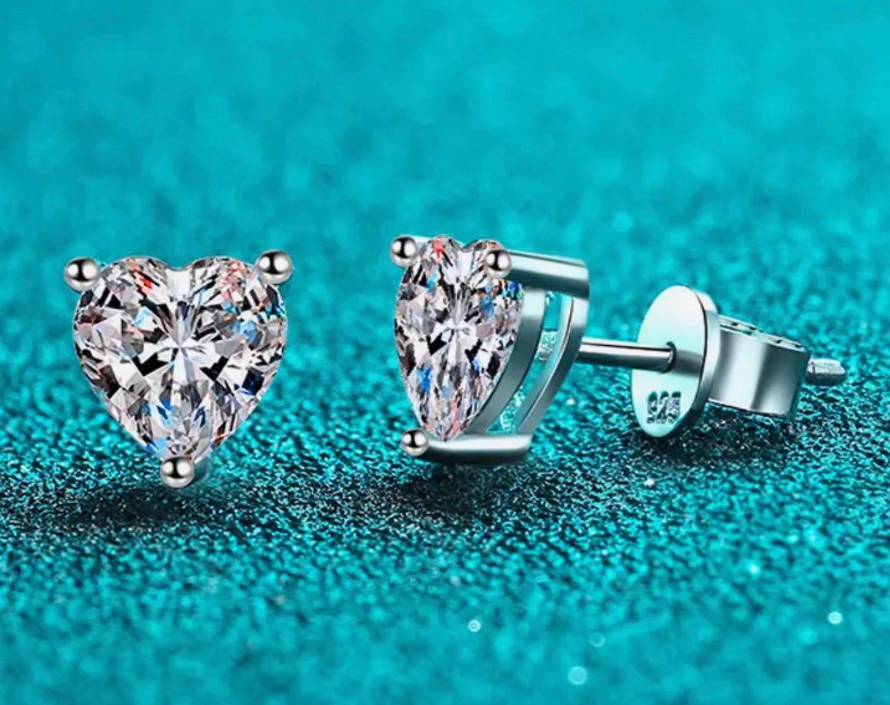 2 carat heart cut moissanite stud earrings