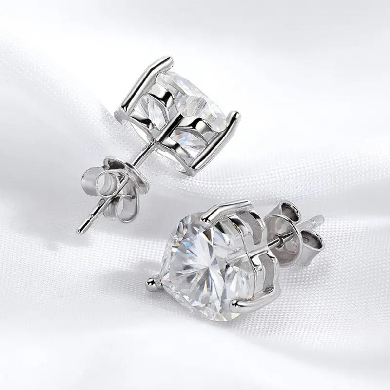 2 carat heart cut moissanite stud earrings